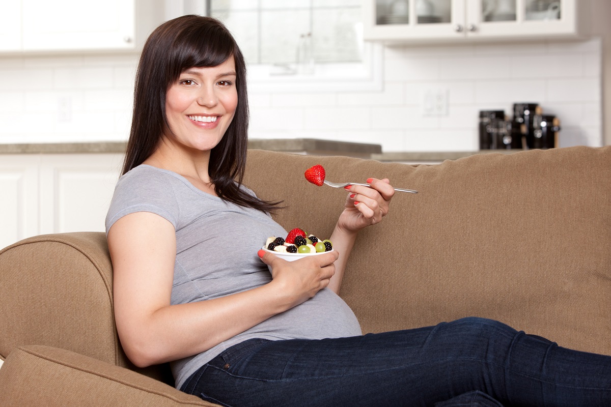 Pregnant woman eating