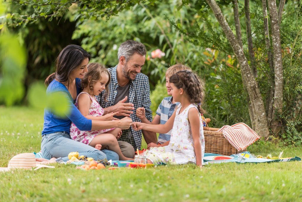 family having picnic