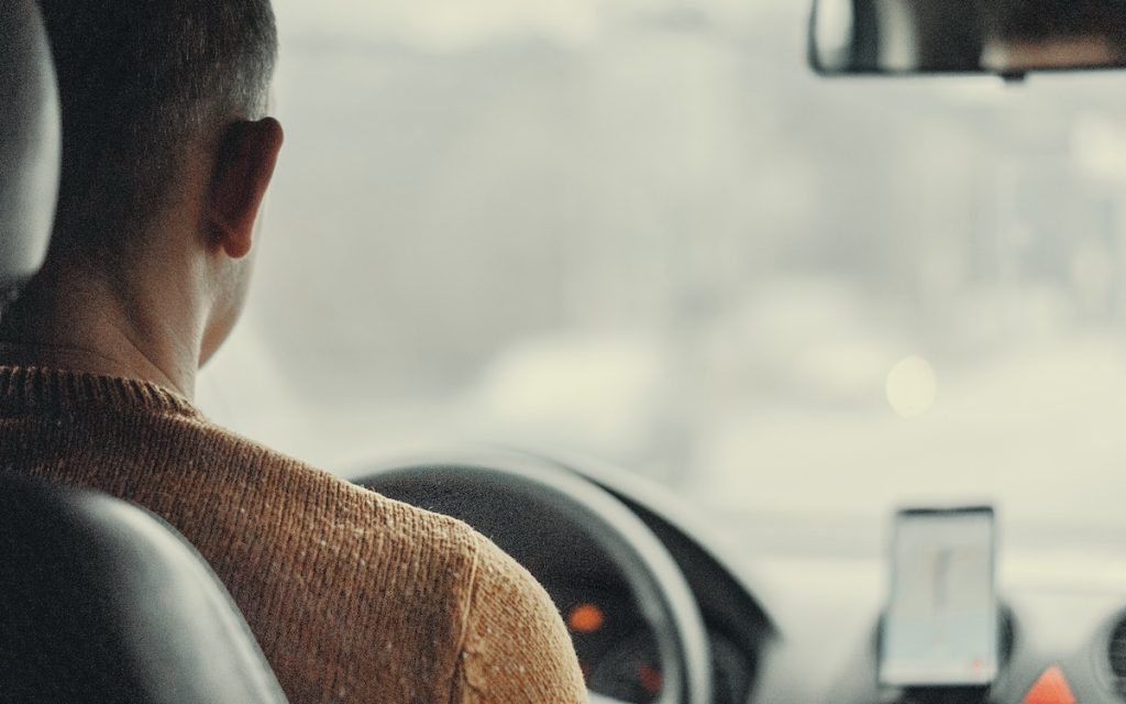 man driving in the car