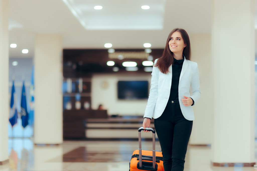 woman with luggage bag