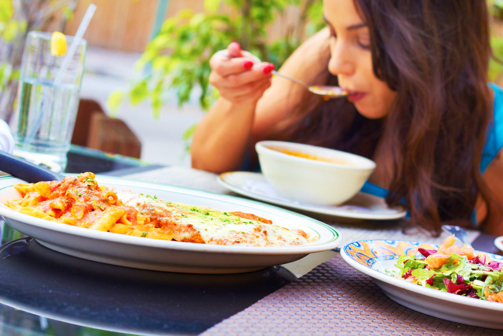 a person eating