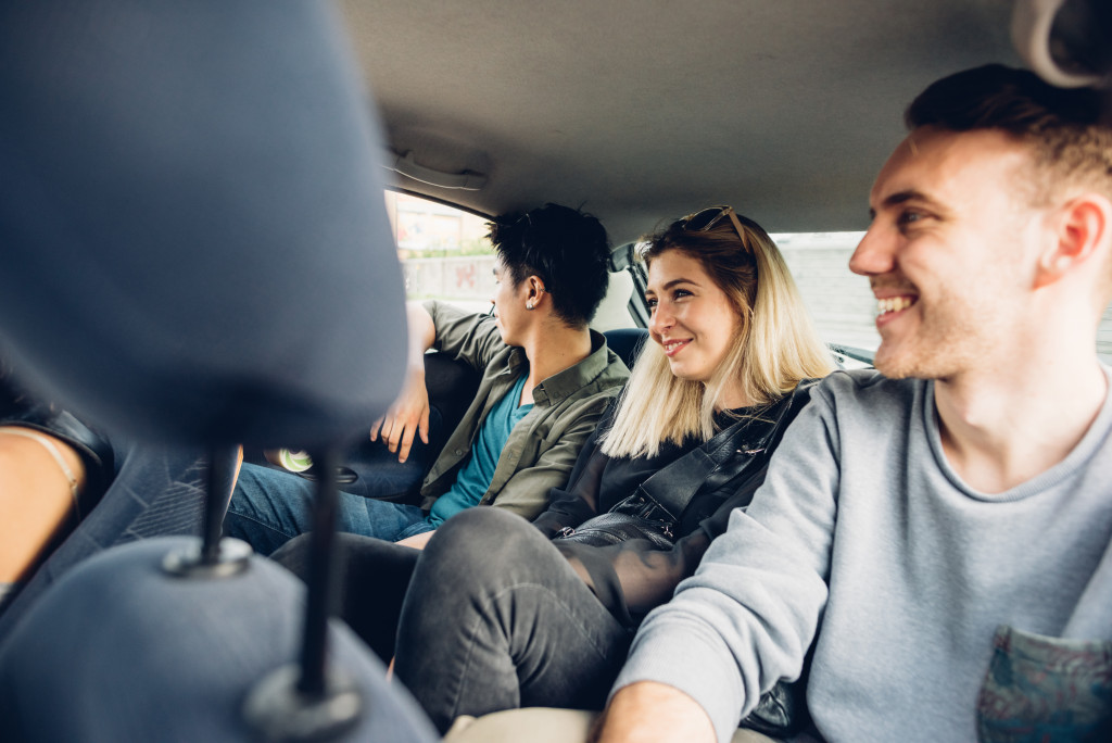 riding a car