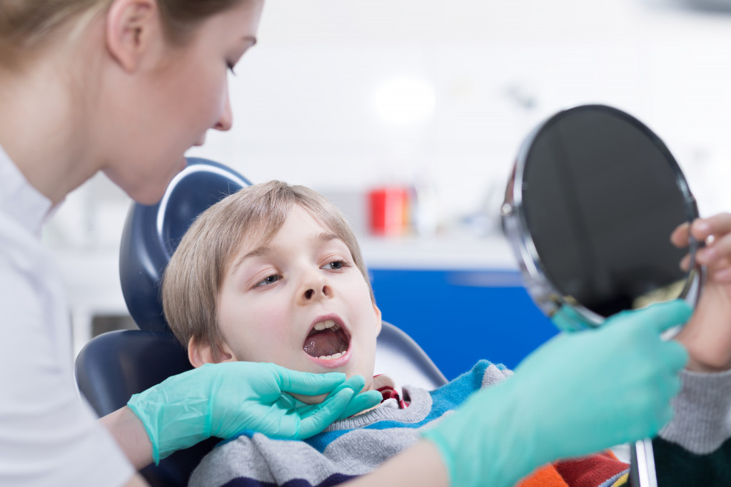 A boy getting a dental checkup