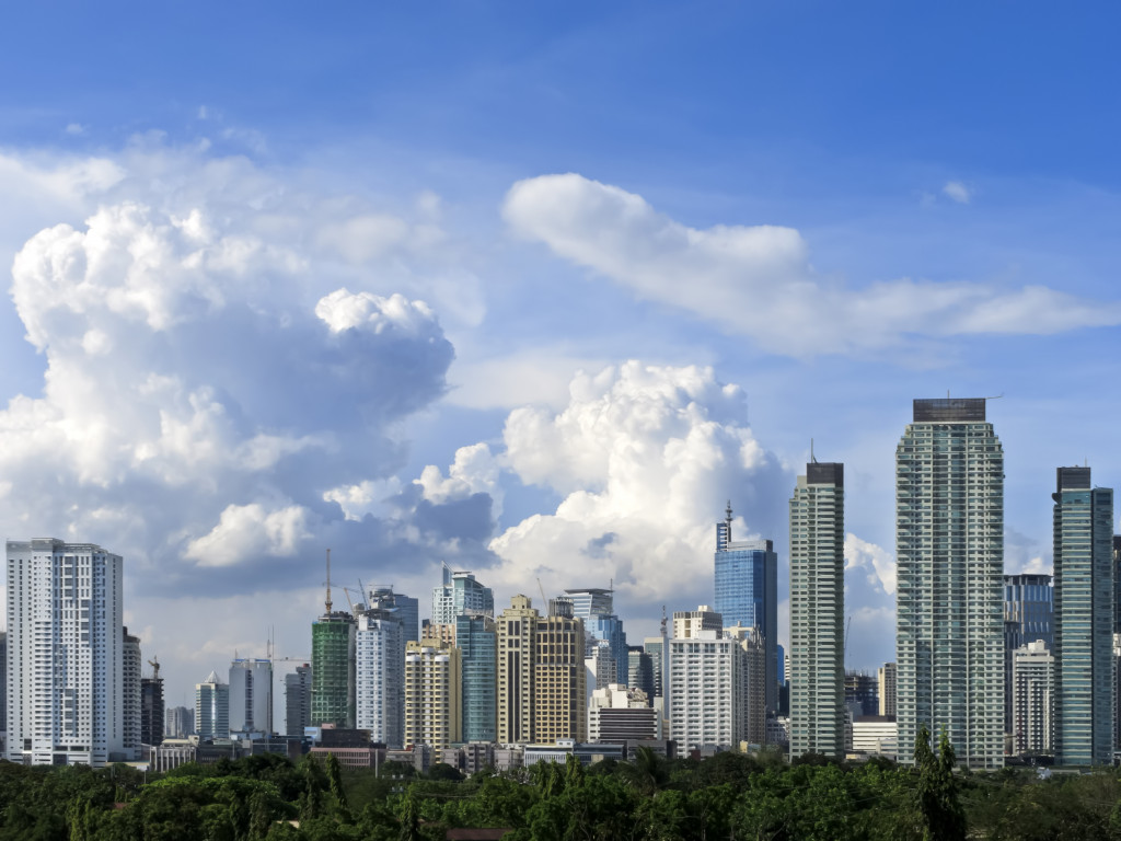 skyline and view of city buildings